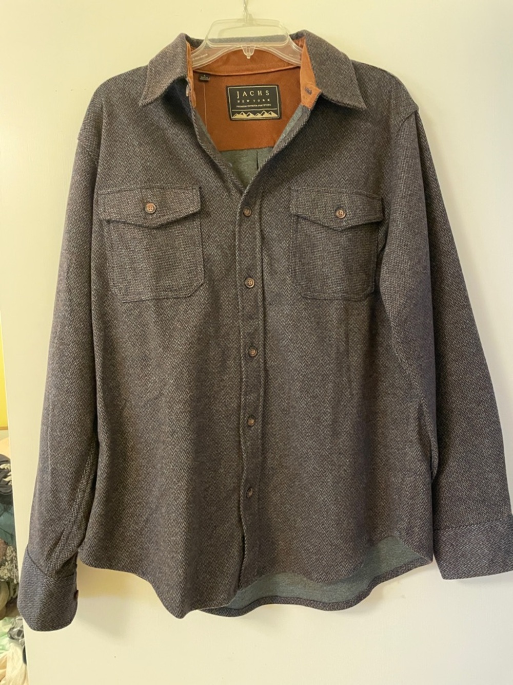 JACHS Lightweight Shirt Jacket in Brown and Charcoal